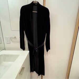 Nili Lotan Black Velvet Long Robe with Tie Belt